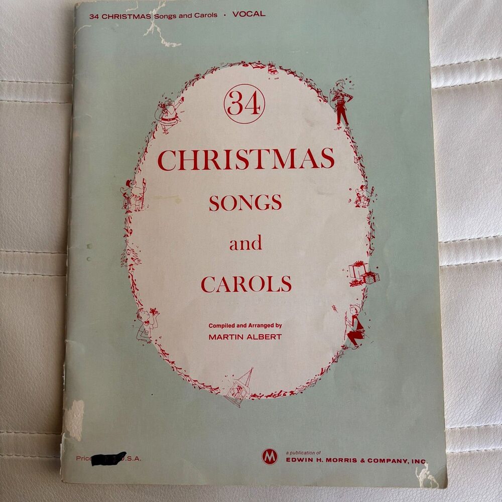 Vintage 1960 34 Christmas Songs & Carols Vocal Sheet Music Book Martin Albert